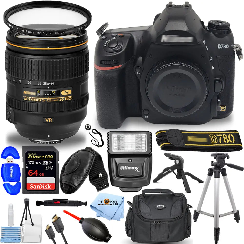 Nikon D780 DSLR Camera and AF-S NIKKOR 24-120mm Lens - 15PC Accessory Bundle