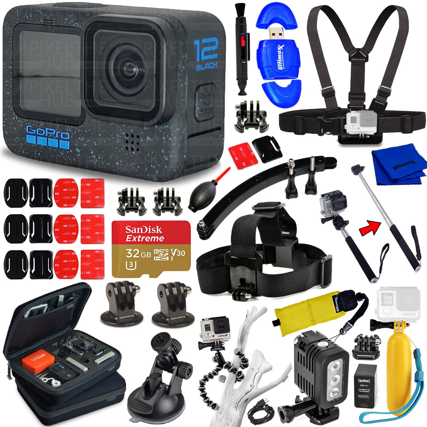 GoPro HERO12 Black CHDHX-121-CN - 20PC Accessory Bundle GoPro