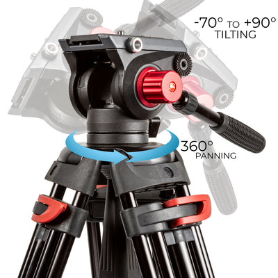 72" 180cm Portable Video Camera Tilt Tripod and Heavy Duty Dolly Bundle