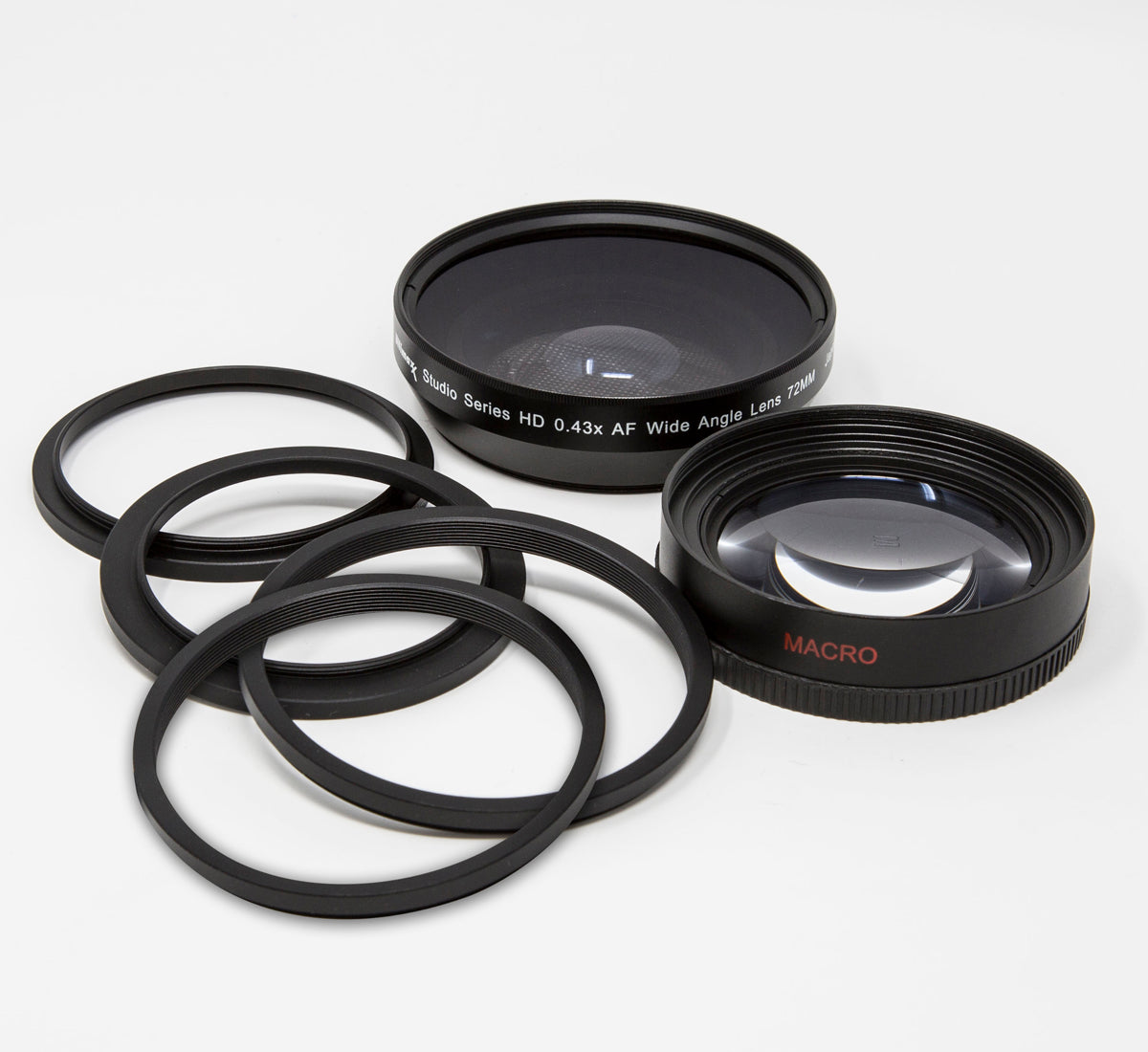 ULTIMAXX 72mm 0.43x Wide Angle Lens with 62/72, 67/72, 77/72 Ring Adapters