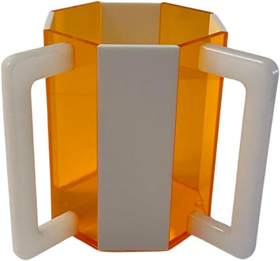 Ready Covers Lucite Netilat Yadayim Washing Cup - Modern Juidaica Jewish Ritual Wash Cup with Dual Handles, 5" Tall (Orange/White)