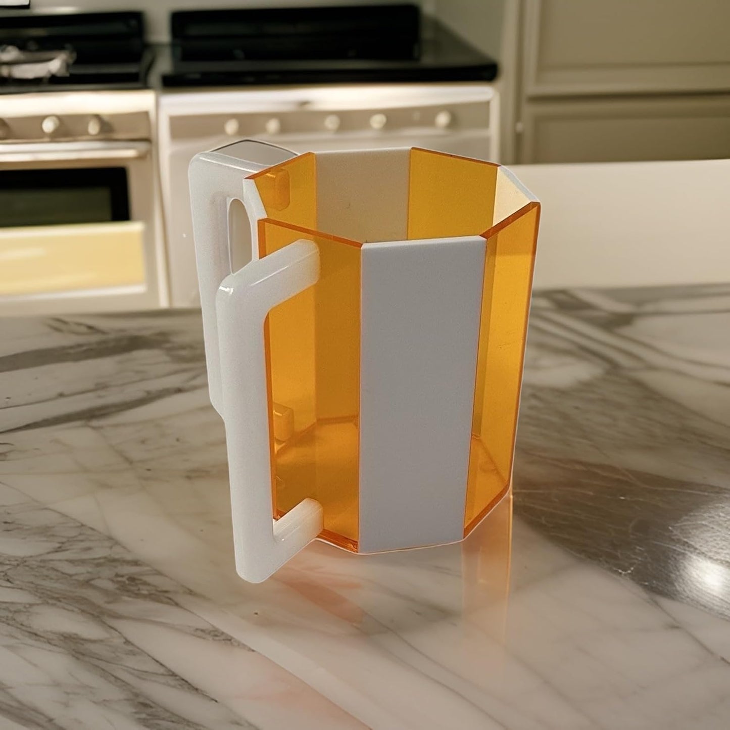 Ready Covers Lucite Netilat Yadayim Washing Cup - Modern Juidaica Jewish Ritual Wash Cup with Dual Handles, 5" Tall (Orange/White)