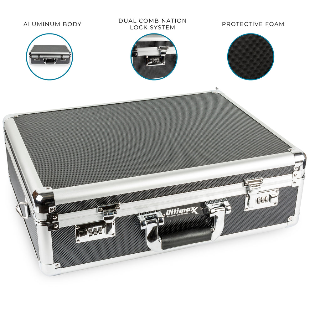 Medium Aluminum Camera Drone Case DIY Customizable Foam with Dual Comb