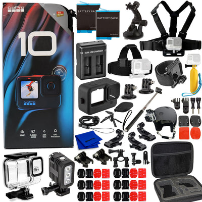 GoPro Hero10 Black with SanDisk 64GB Extreme microSDXC - 20PC Accessory Bundle