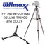 72" 180cm Portable Video Camera Tilt Tripod and Heavy Duty Dolly Bundle