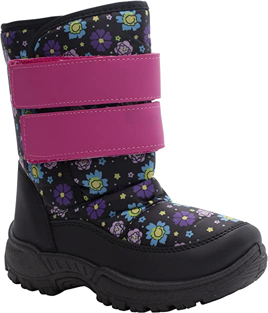 AQUAKIX Black Floral Print Snow Boots (T6)