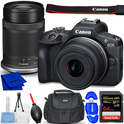 Canon EOS R100 Mirrorless Camera with 18-45mm and 55-210mm Lenses Bundle