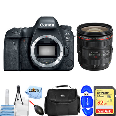 Canon EOS 6D Mark II DSLR and 24-70mm f/4L IS USM Lens - Essential 32GB Bundle