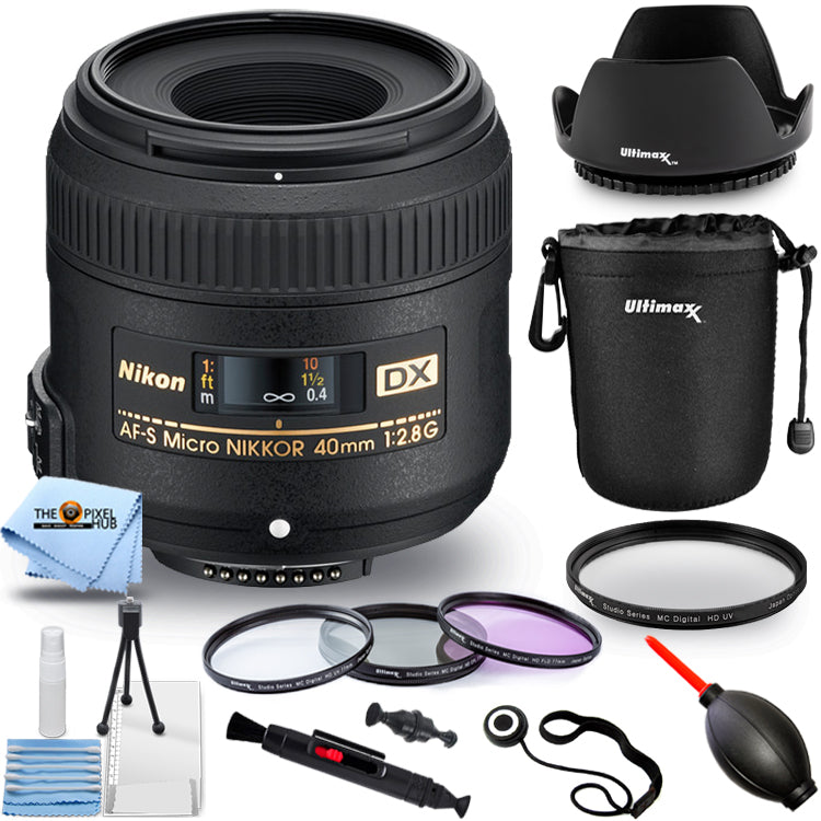 Nikon AF-S DX Micro-NIKKOR 40mm f/2.8G Lens (Black) 2200 - Filter Kit Bundle