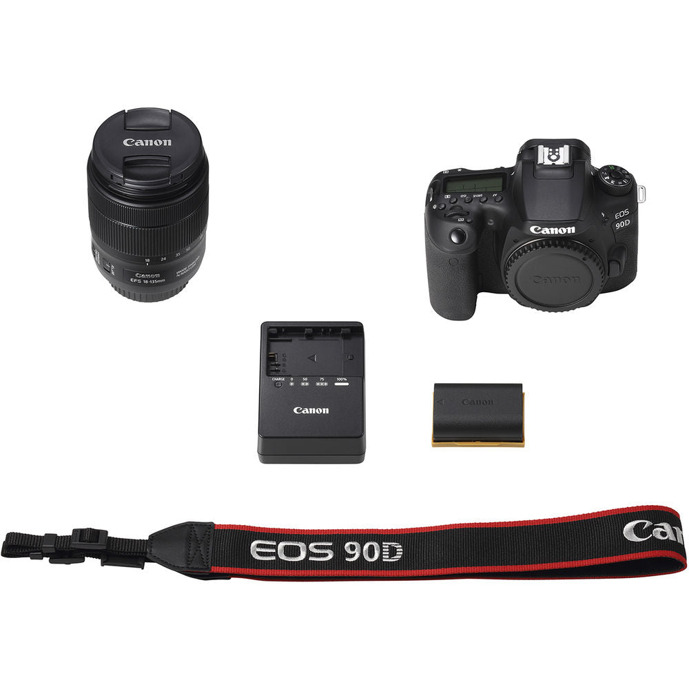 Canon EOS 90D DSLR Camera with 18-135mm Lens + 64GB + Flash + Filter Kit Bundle