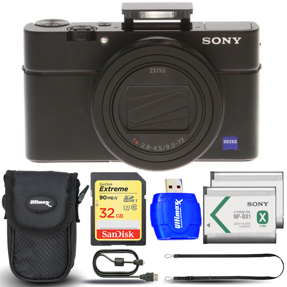 Sony Cyber-shot DSC-RX100 VII Digital Camera + EXT BATT + Pouch 32GB Bundle