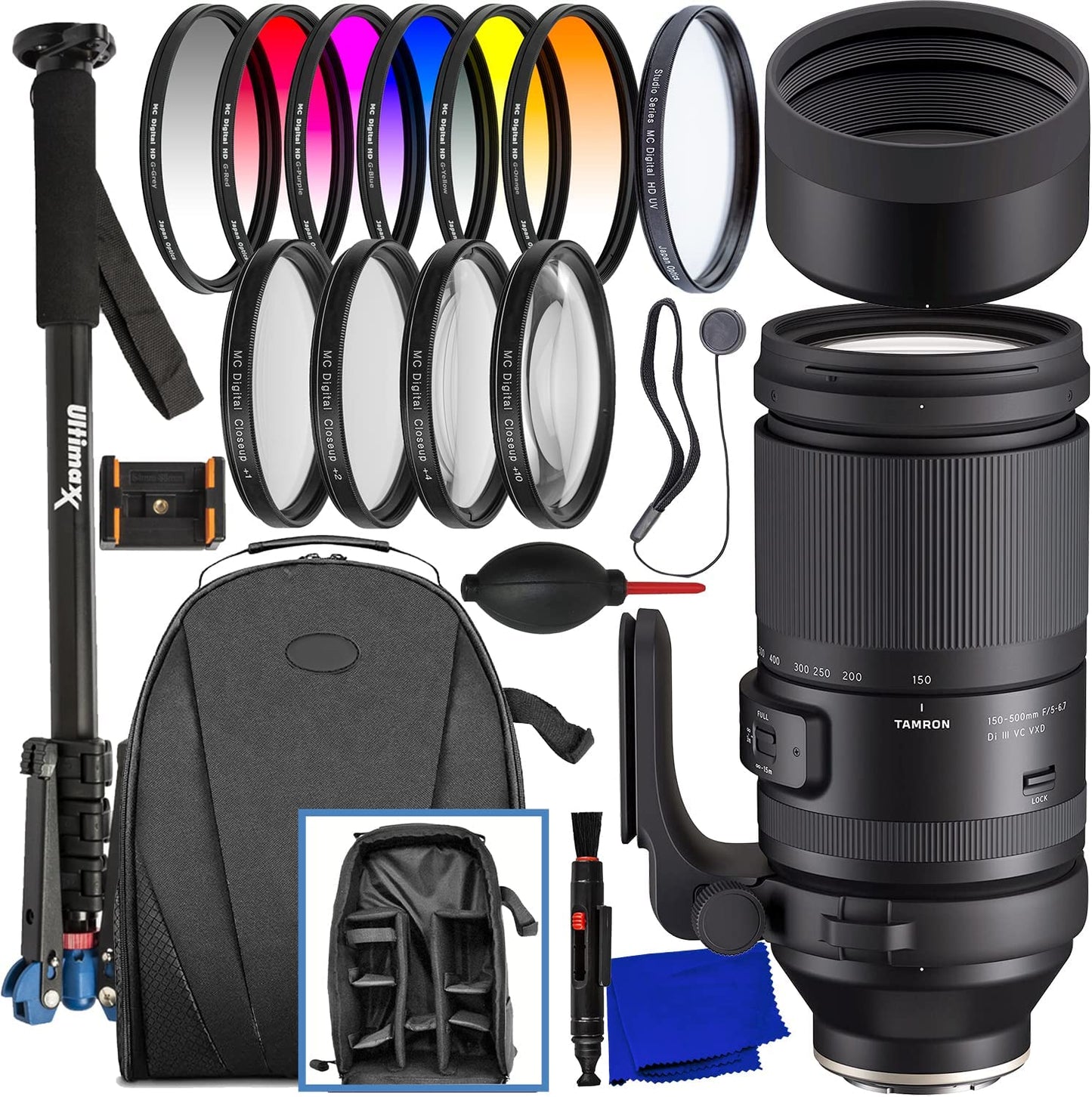 Tamron 150-500mm f/5-6.7 Di III VXD Lens for FUJIFILM X - 10PC Accessory Bundle