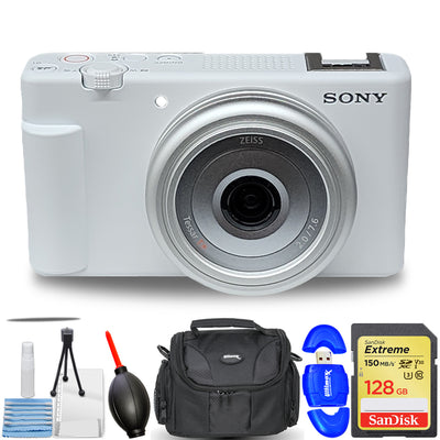 Sony ZV-1F Vlogging Camera (White) ZV1F/W - 7PC Accessory Bundle