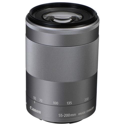 Canon EF-M 55-200mm f/4.5-6.3 IS STM Lens (Silver) 1122C002 - 7PC Accessory Kit