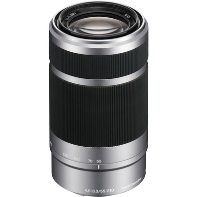 Sony E 55-210mm f/4.5-6.3 OSS Lens (Silver) New in White Box - 7PC Accessory Kit