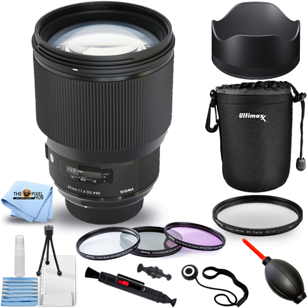 Sigma 85mm f/1.4 DG HSM Art Lens for Nikon F 321955 + Filter Kit Bundle