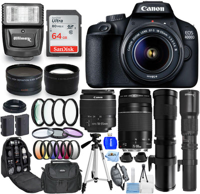 Canon EOS 4000D/Rebel T100 18-55mm III + 75-300mm + 500mm + 420-800mm - 64GB Kit