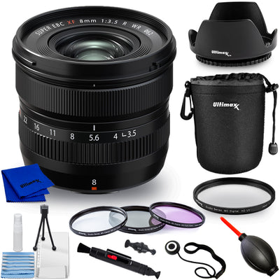 FUJIFILM XF 8mm f/3.5 R WR Lens 16797760 - 10PC Accessory Bundle