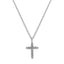 Social Value 14k Solid Natural White Gold Diamond Cross Pendant Necklace .10ct