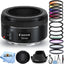 Canon EF 50mm f/1.8 STM Lens + 6PC Filter Kit + Macro/Close Up Lenses Bundle