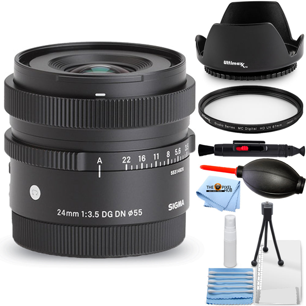 Sigma 24mm f/3.5 DG DN Contemporary Lens for Sony E - Essential UV Filter Bundle