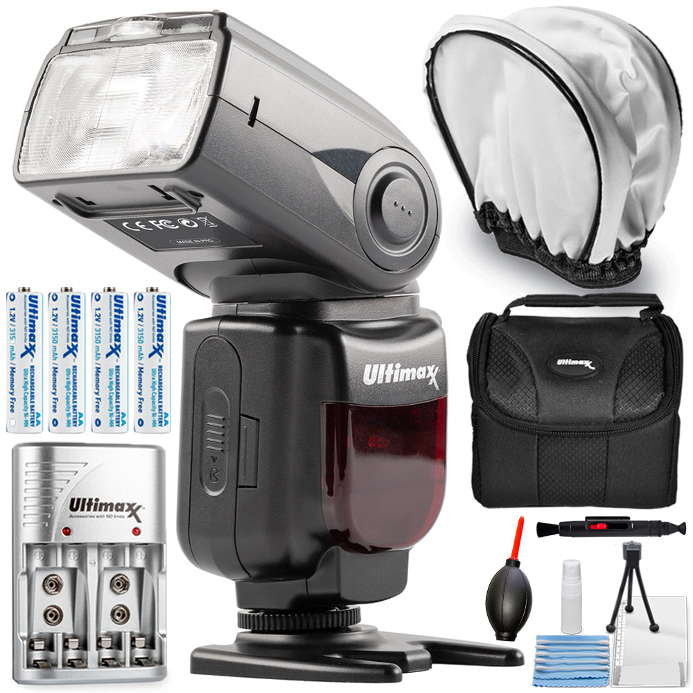 Ultimaxx Professional Dynamic DF210 Flash for Nikon DSLR - AA Battery Bundle