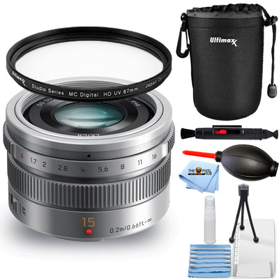 Panasonic LUMIX G Leica DG Summilux 15mm f/1.7 ASPH. Lens Silver - UV Bundle