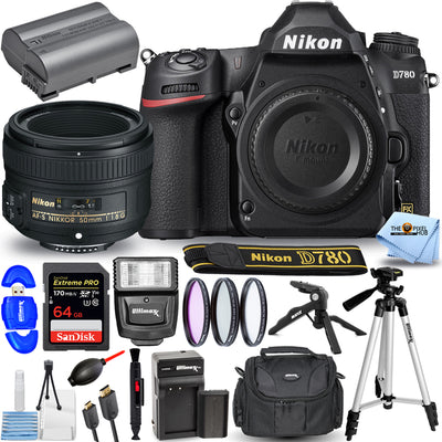 Nikon D780 DSLR Camera with 50mm f/1.8G Lens - 15PC Accessory Bundle