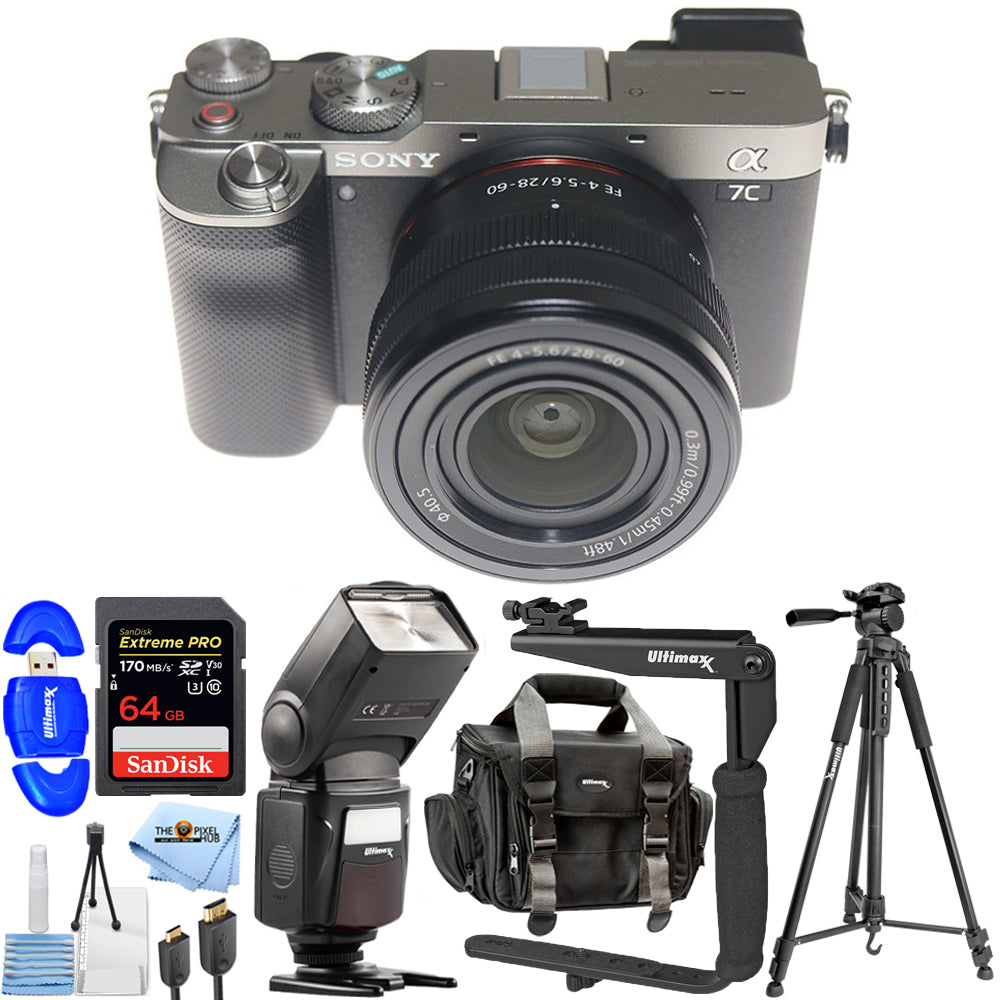 Sony a7C Mirrorless Camera with 28-60mm Lens (Silver) - 10PC Accessory Bundle