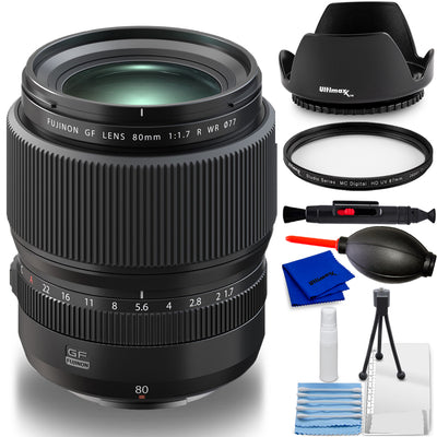 FUJIFILM GF 80mm f/1.7 R WR Lens 600022103 - 7PC Accessory Bundle