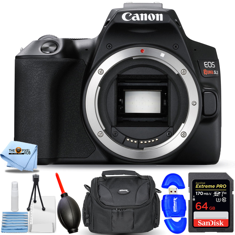 Canon EOS Rebel SL3 DSLR Camera (Black, Body Only) 3453C001 - 7PC Accessory Kit