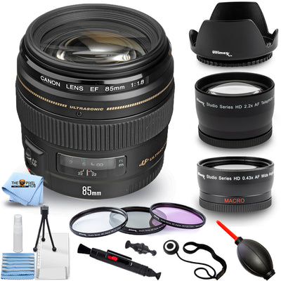 Canon EF 85mm f/1.8 USM Lens 2519A003 - 10PC Accessory Bundle