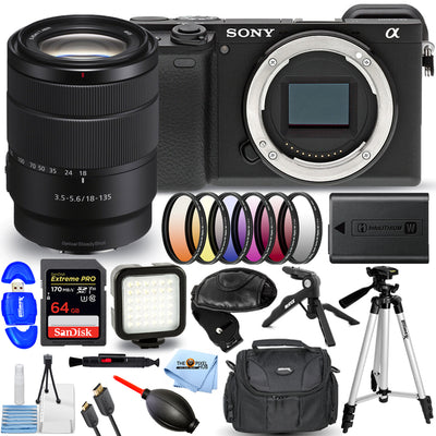 Sony Alpha a6400 Mirrorless Digital Camera with 18-135mm Lens + LED Light Bundle