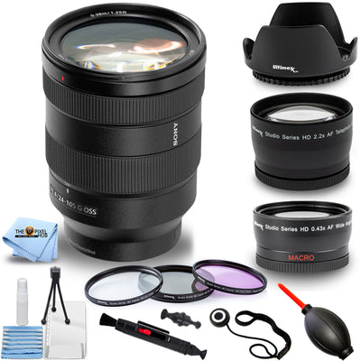 Sony FE 24-105mm f/4 G OSS Lens SEL24105G + Telephoto and Wide Angle Lens Bundle