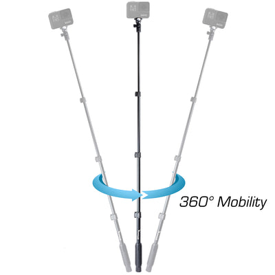 48" Inch 360 Mobility Monopod with GoPro Adapter Head and Smartphone Holder