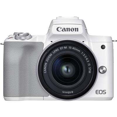 Canon EOS M50 Mark II Mirrorless Camera with 15-45mm Lens (White) - 18PC Bundle