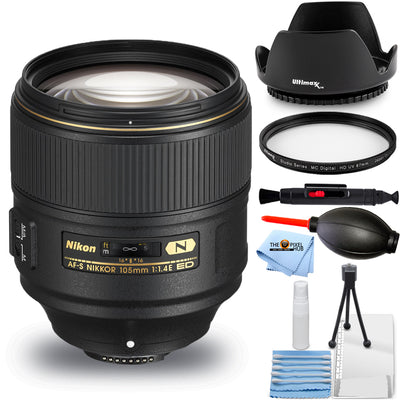 Nikon AF-S NIKKOR 105mm f/1.4E ED Lens For Nikon F - Essential UV Filter Bundle