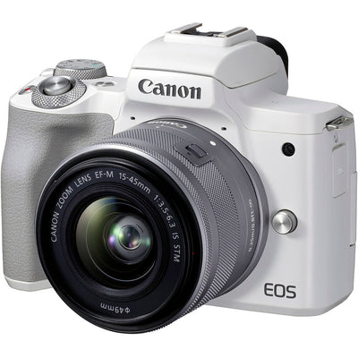 Canon EOS M50 Mark II Mirrorless Camera with 15-45mm Lens (White) - 4729C004