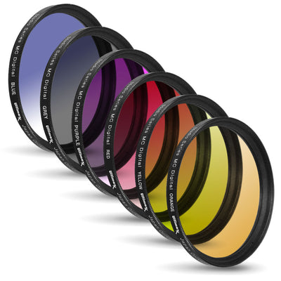 52mm 6 Piece Multi-Coated Professional Gradual Color Filter Kit with Wallet