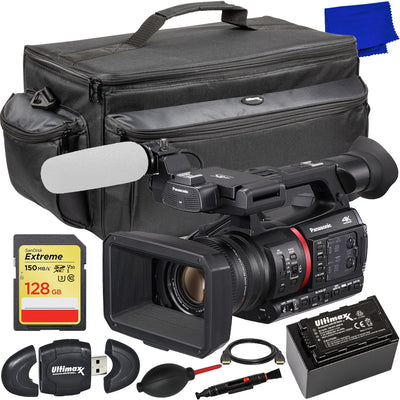Panasonic AG-CX350 4K Camcorder + 128GB + EXT BATT + X-Large Case Bundle
