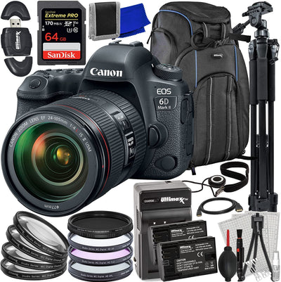 Canon EOS 6D Mark II DSLR Camera with 24-105mm f/4L II Lens - 22PC Accessory Kit