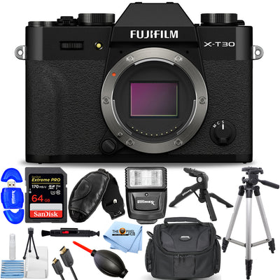 FUJIFILM X-T30 II Mirrorless Camera (Black) 16759615 - 12PC Accessory Bundle