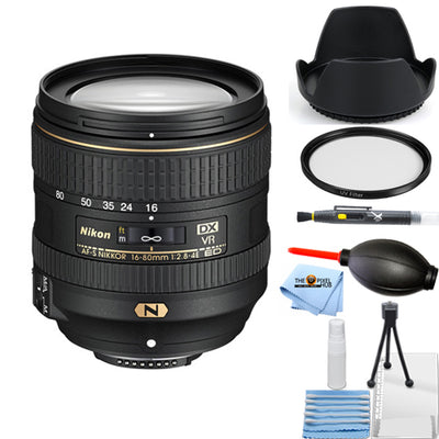 Nikon AF-S DX NIKKOR 16-80mm f/2.8-4E ED VR Lens - UV Filter Bundle White Box