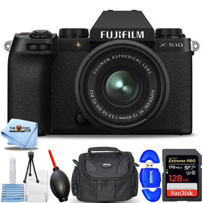 FUJIFILM Fuji X-S10 Mirrorless Camera w/ XC 15-45mm f/3.5-5.6 OIS PZ Lens Black
