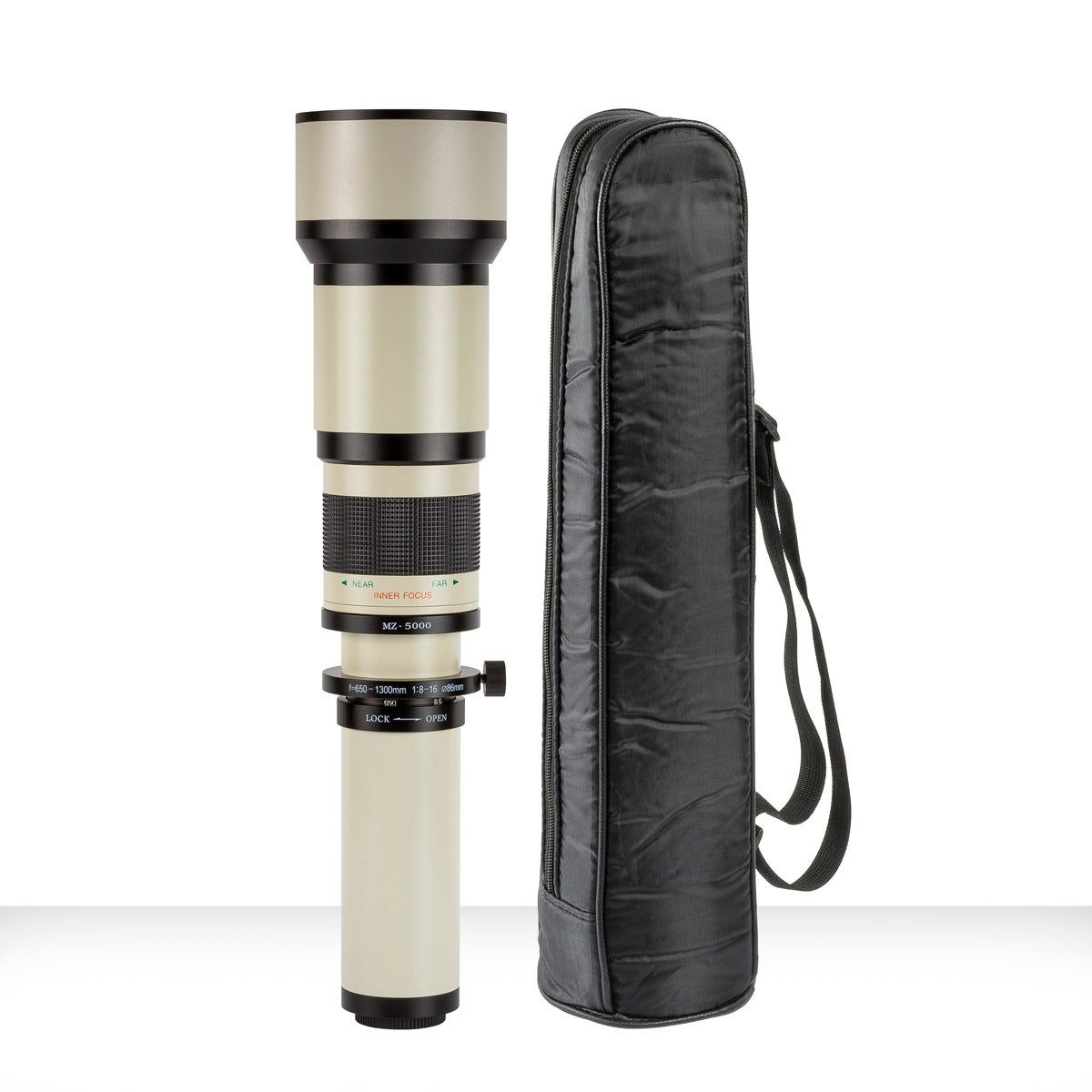 ULTIMAXX 650-1300mm f/8 High Definition Manual Super Zoom Lens (White) with Case