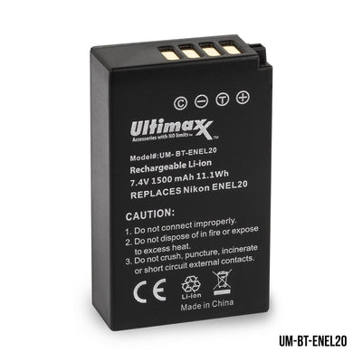 ULTIMAXX Replacement Battery ENEL20 (1500mah) for Nikon 1 J1 J2 J3 S1