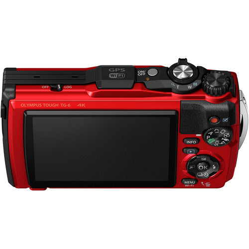 Olympus Tough TG-6 Digital Camera (Red) + 64GB + EXT BATT + Flash Bundle