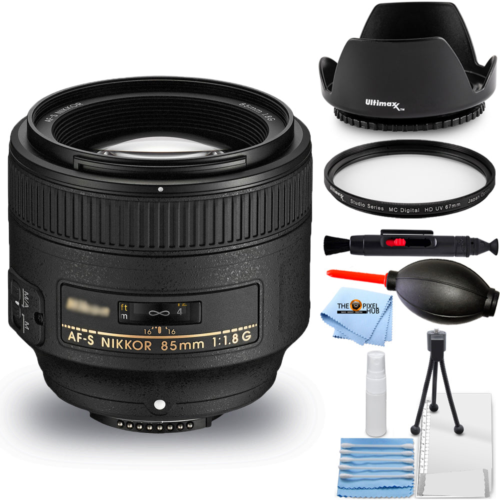 Nikon AF-S NIKKOR 85mm f/1.8G Lens 2201 - Essential UV Filter Bundle