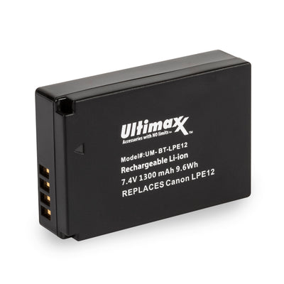 ULTIMAXX Replacement Battery for Canon LPE12 - 1300mah