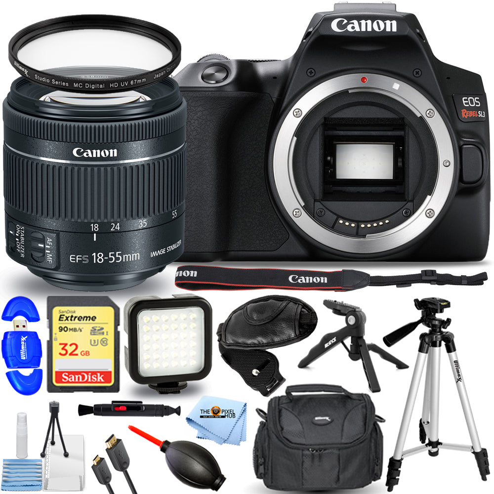 Canon EOS Rebel SL3 with 18-55mm IS STM Lens + 32GB + Flash + Tripod Bundle